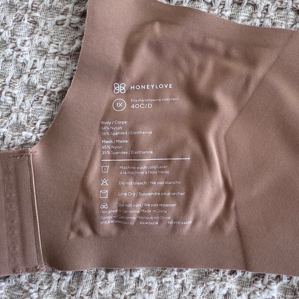 Honeylove Silhouette Bra 1X 40C/D Tan Nude Wire Free Seamless Support - Picture 4 of 4